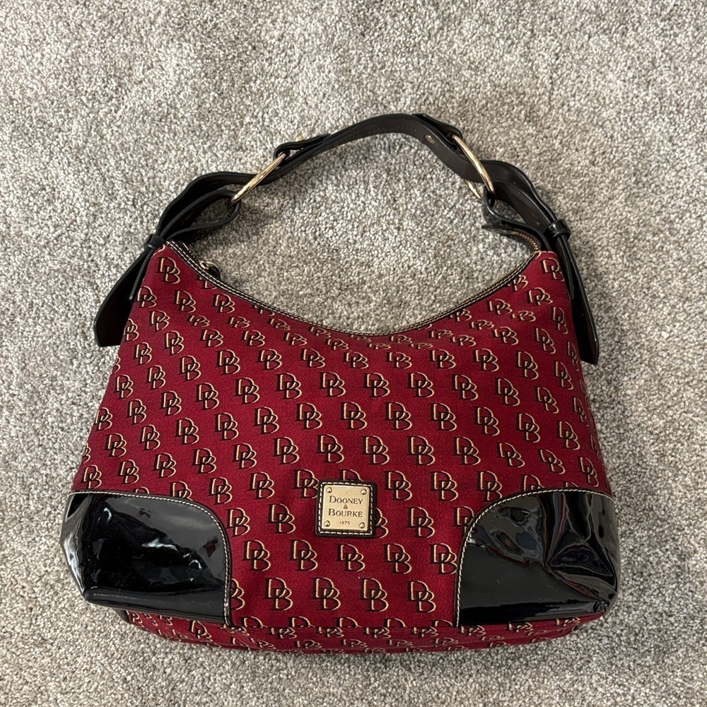 Dooney & Bourke Burgundy and Black Hobo Bag